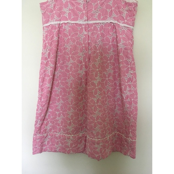 Lilly Pulitzer Shift Pink Striped Eyelet Floral Sleeveless Dress 10 Barbiecore - Picture 8 of 13